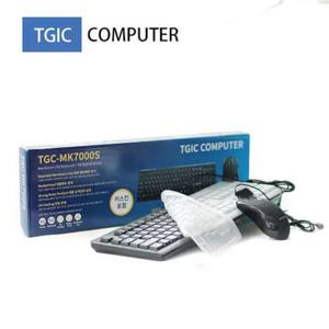 TGIC컴퓨터 TGC-MK7000S 유선 키보드마우스 세트 키스킨포함 광마우스 사무실 업무용 멤브레인 인체공학