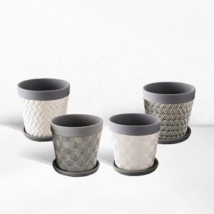 마이플랜트 유광 투톤 세라믹 도자기 분갈이 화분 받침세트