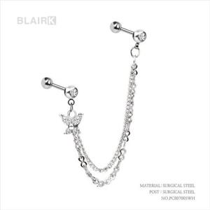 나비 큐빅 써지컬스틸 체인피어싱