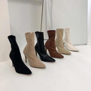 [더폰드]  스틸레토힐 앵클 부츠[스웨이드,가죽]