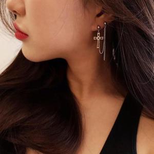 [당일발송] 라인 십자가 써지컬스틸 체인피어싱