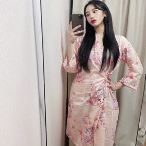 청년리빙 벚꽃 유카타 고양이 잠옷