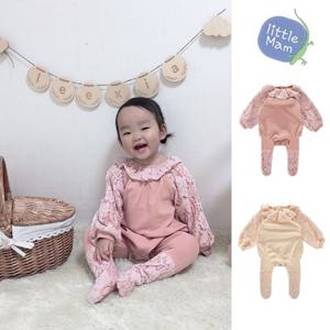[리틀맘]신생아 유아 아기 플라워 프릴 바디슈트세트