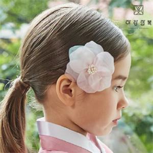 [하랑한복]여아 머리핀 동백꽃-분홍
