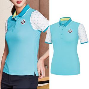 콜핑 여성 나일론 스판 카라 반팔 티셔츠