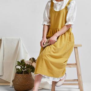 청년리빙 프릴 원피스 린넨 앞치마