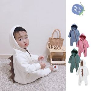 [리틀맘]SALE 신생아 아기 기모 후드집업 공룡우주복