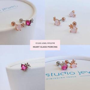 [STUDIO JEWEL] 로즈골드 하트 스톤 미니피어싱