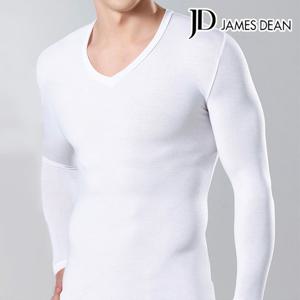 제임스딘 남성 발열내의 V넥 흰색 상의 JHMIT014