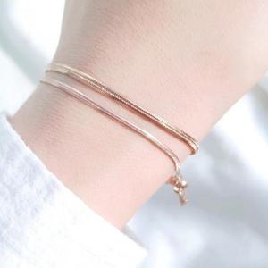 [이어넥핸즈] 써지컬스틸 심플뱀줄팔찌 실버 로즈골드