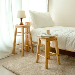 헤이케일라 고무나무 원형 스툴 원목 보조 의자 (바스툴형)