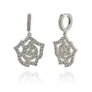 [갤러리민] 은빛 장미 링 귀걸이/데일리/프로포즈/생