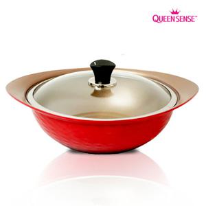 퀸센스 러블리 인덕션 통주물 세라믹코팅 파티웍 전골냄비 28cm