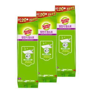 3M 정전기청소포 표준형 80매 x 3개 먼지제거티슈