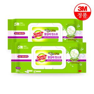3M 물걸레청소포 더블액션 표준형 20매 x 2개 물티슈청소포