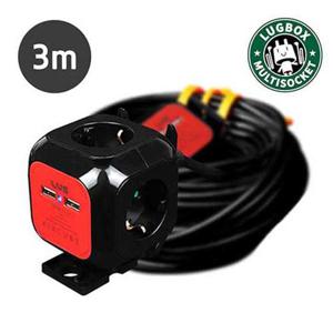 러그 LUG-KSG-04U 3M 2포트USB 멀티탭4구 연장선 블랙 공간절약