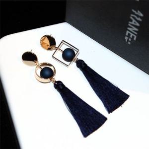 컬러 볼 태슬 패션 귀걸이-블랙OC