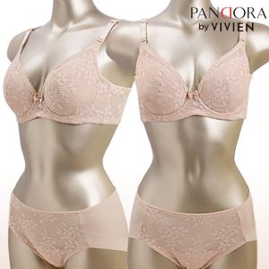 판도라비비안 플라워 패턴 와이어 브라팬티 VBP7079