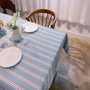 [샤이닝홈] 에블린 린넨 투톤 스트라이프 방수 식탁보 2인정사각