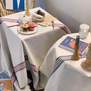 [샤이닝홈] 에블린 린넨 콰트로 스트라이프 방수 식탁보 4인M