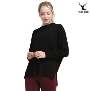 녹족 요가복 필라테스복 에이미 모달 맨투맨 블랙