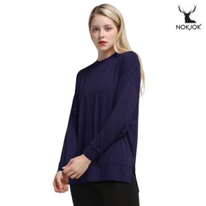 녹족 요가복 필라테스복 에이미 모달 맨투맨 네이비