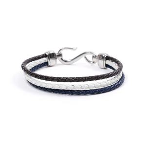 [Jbans]트리플 가죽 써지컬스틸 S후크 커플팔찌 (C210