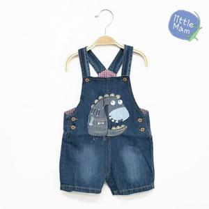 [리틀맘]공룡 청멜빵 반바지/신생아 유아 여름 멜빵바지
