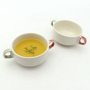 달소금 모던 도자기그릇 양손 손잡이 스프볼