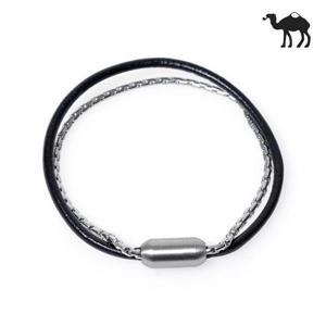 [Jbans]써지컬스틸 체인 가죽믹스 커플팔찌 (C1701-AC352_BK)