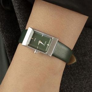 여자 시계브랜드 여성 가죽 손목시계 그리드 그린실버