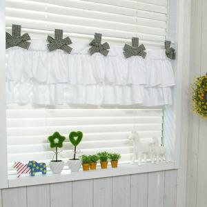 리빙데코 체크리본프릴바란스커튼카키 주문제작상품