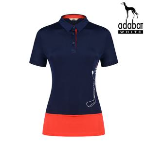 아다바트화이트 여성 반팔 카라티 A8M-WTS247 네이비