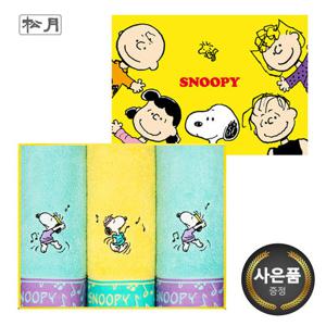 [송월타올] 스누피 뮤직  3매 선물세트(쇼핑백) 기념수건 답례품