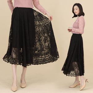 애비뉴투지 엄마옷 레이스 허리밴드 봄 여름 롱 치마 S02121