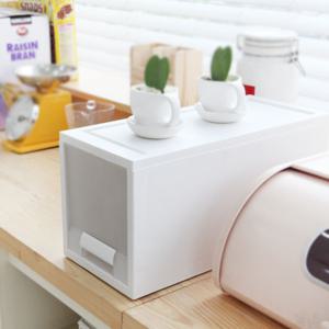 화인 스텝리빙박스 반투명 팬트리 수납함 18 화이트