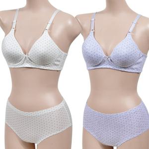 [고아라]베이직 노와이어 폴카도트 A컵 몰드 브라팬티세트