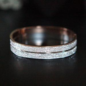 써지컬스틸 ENH라인올스톤팔찌 뱅글 14k도금실버 핑크