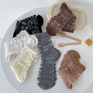 비아리 여성 장미 시스루 중목양말