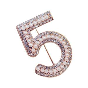 포인트 패션 파이브 펄 브로치-화이트컬러