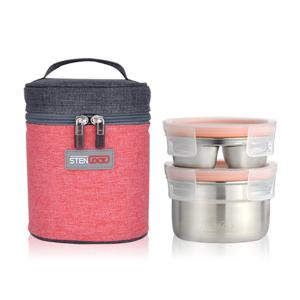 스텐락 퓨어 원형 도시락 2단 소 소풍도시락 도시락통