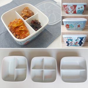 하코야 사각 나눔 도자기볼(+전자렌지용뚜껑)/2절 3절 찬기