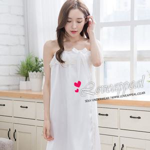 [러브어필]실크느낌 아이보리 레이스 프릴장식 샤워가운9248SGi