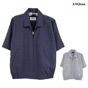 [에스엠진]SMJ1127 어르신 반팔 카라 점퍼 린넨 st, 여름 점퍼