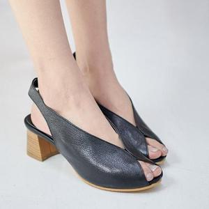 [신꼬가] 국산 천연 소가죽 토오픈 슬링백 샌들 슈즈