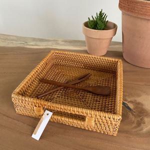 까유니아 라탄 미니수납함   정사각 수납바구니,정리바구니