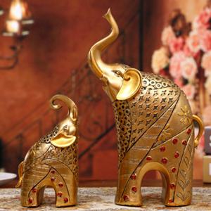 행운의 코끼리 상 장식 2P[재물복 장식품 황금 풍수개업 집들이