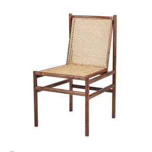 E456 월넛원목 천연라탄 의자