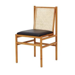 E461 티크원목 PU가죽 천연라탄 의자