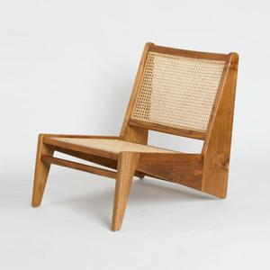 E468 티크원목 라운지 천연라탄 의자